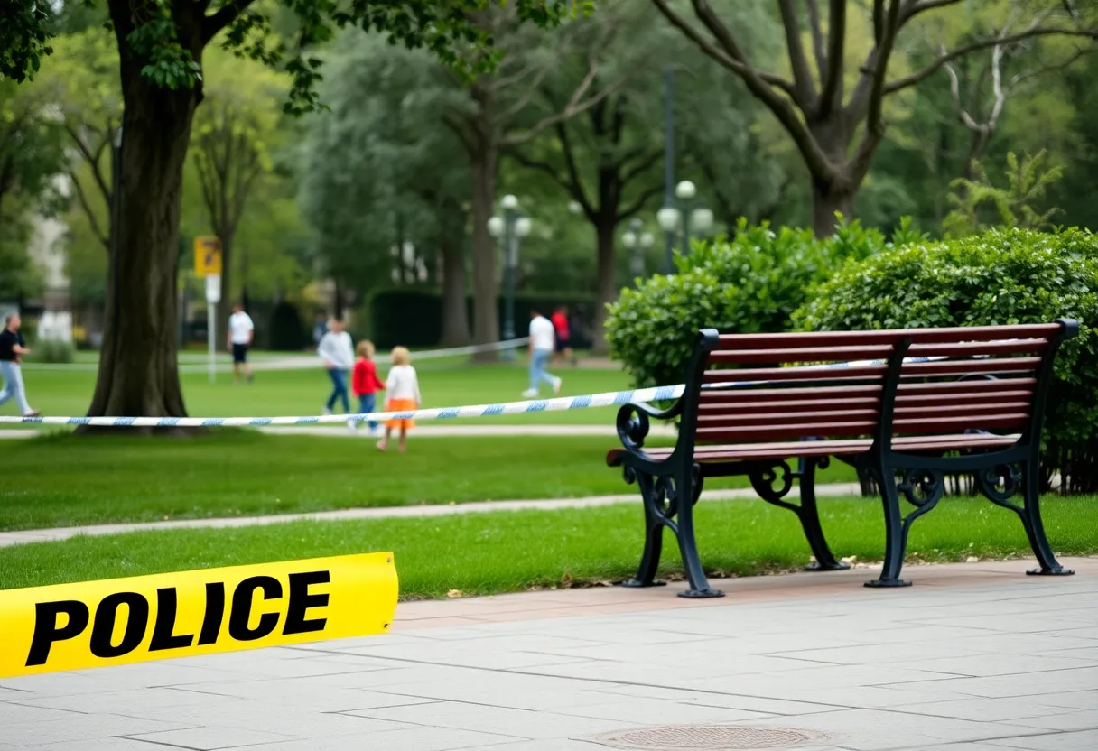 Scene of a park with police presence after a shooting incident