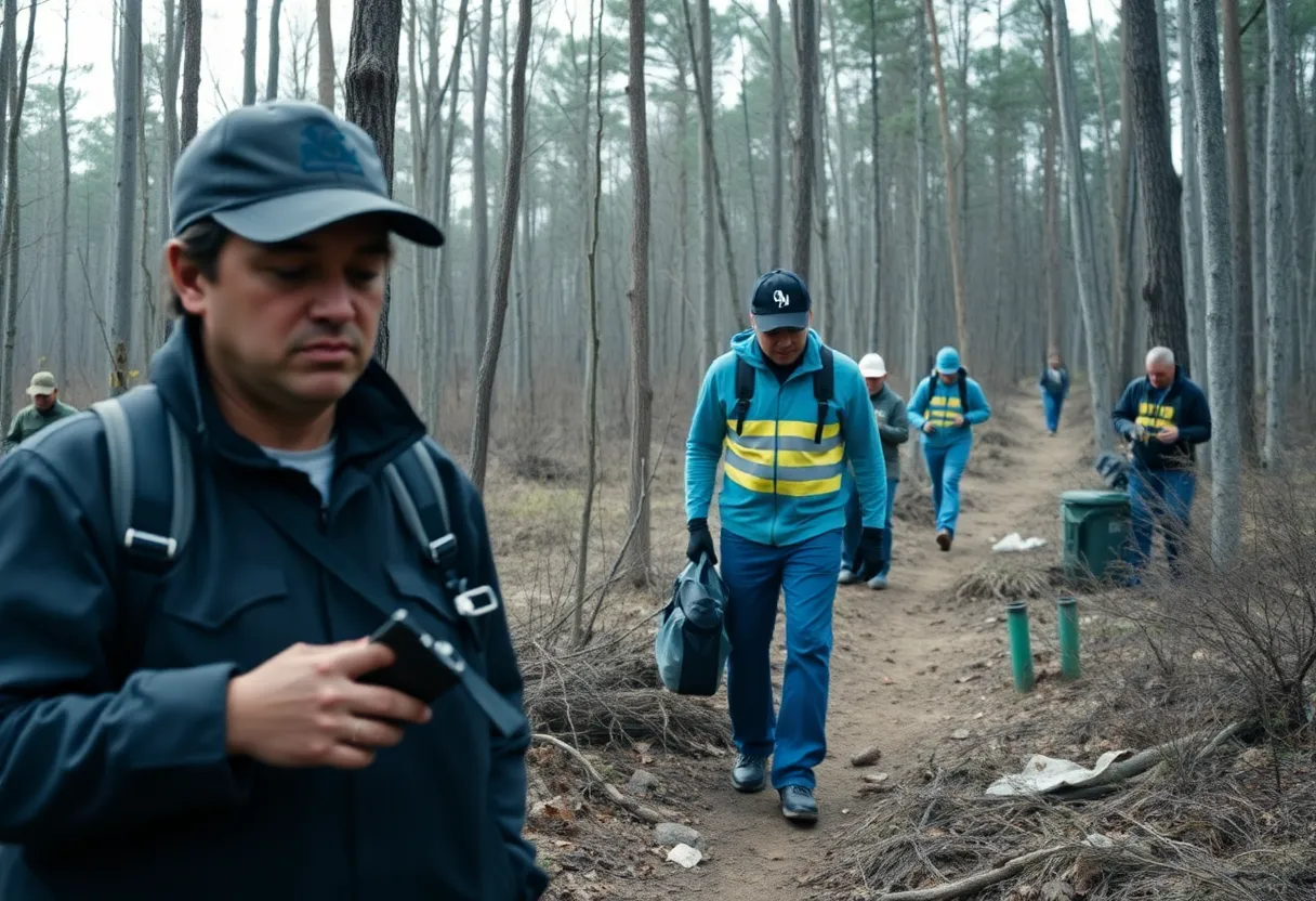 Community members conducting search efforts in South Carolina for missing individuals