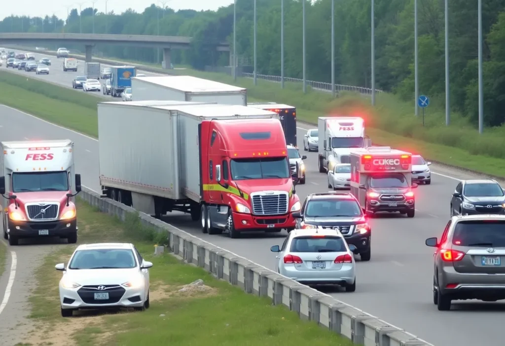 Emergency response to a multi-vehicle crash on Interstate 83