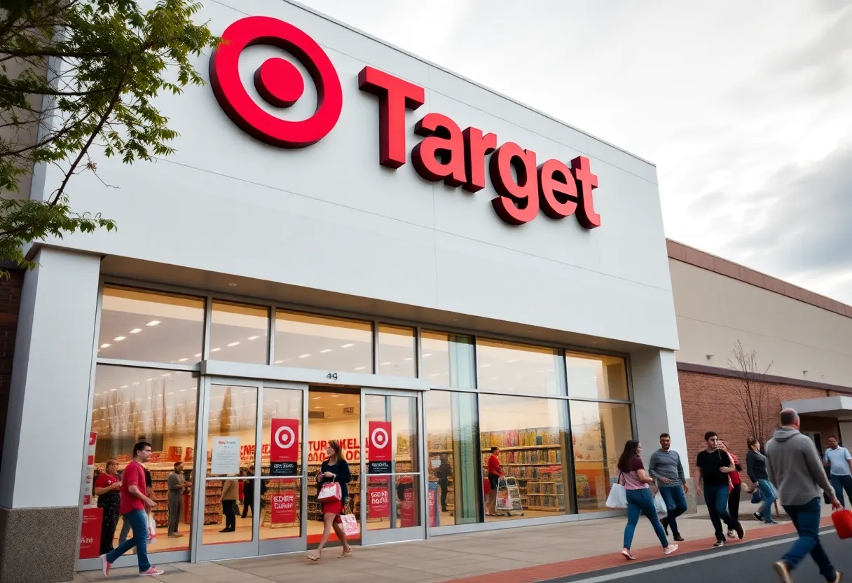 Exterior view of the new Target store in Indian Land with shoppers