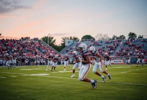 Northwestern Trojans football players during a game