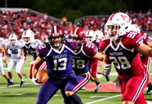 Northwestern Trojans celebrating a touchdown against Rock Hill Bearcats.