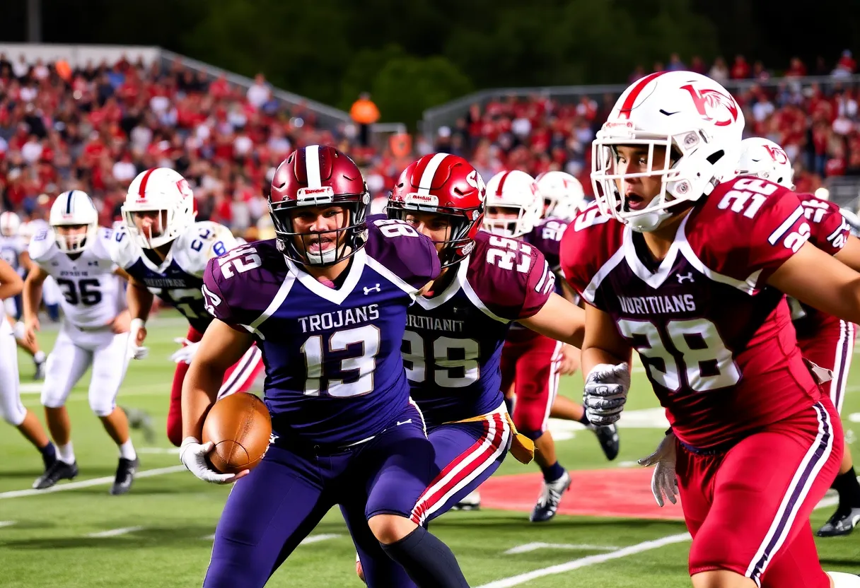 Northwestern Trojans celebrating a touchdown against Rock Hill Bearcats.