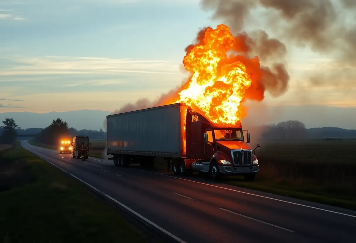 Tractor-trailer fire in Penn Township