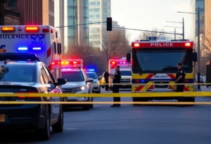 Emergency response vehicles at a shooting scene in York City