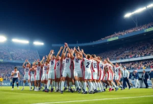 Prosper Eagles football team celebrating a win