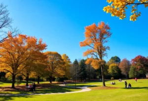 People enjoying a sunny autumn day in Rock Hill, SC