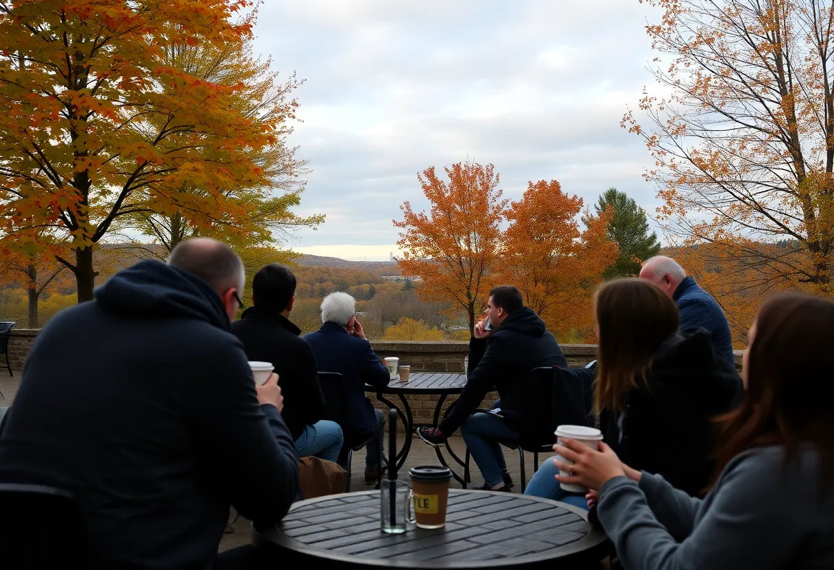 Residents enjoying a chilly autumn day in Rock Hill, SC
