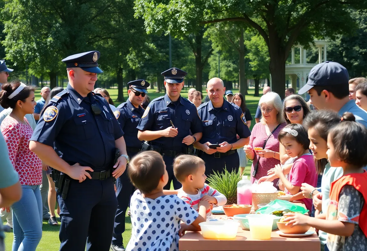 Families and police officers at a Rock Hill community event