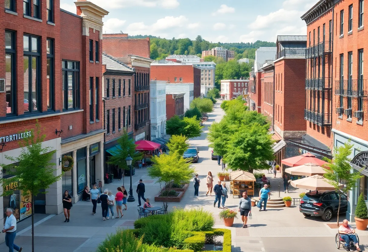 Vibrant downtown area of Rock Hill with shops and parks