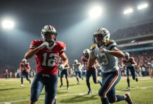 Players from Rock Hill Football in an intense game