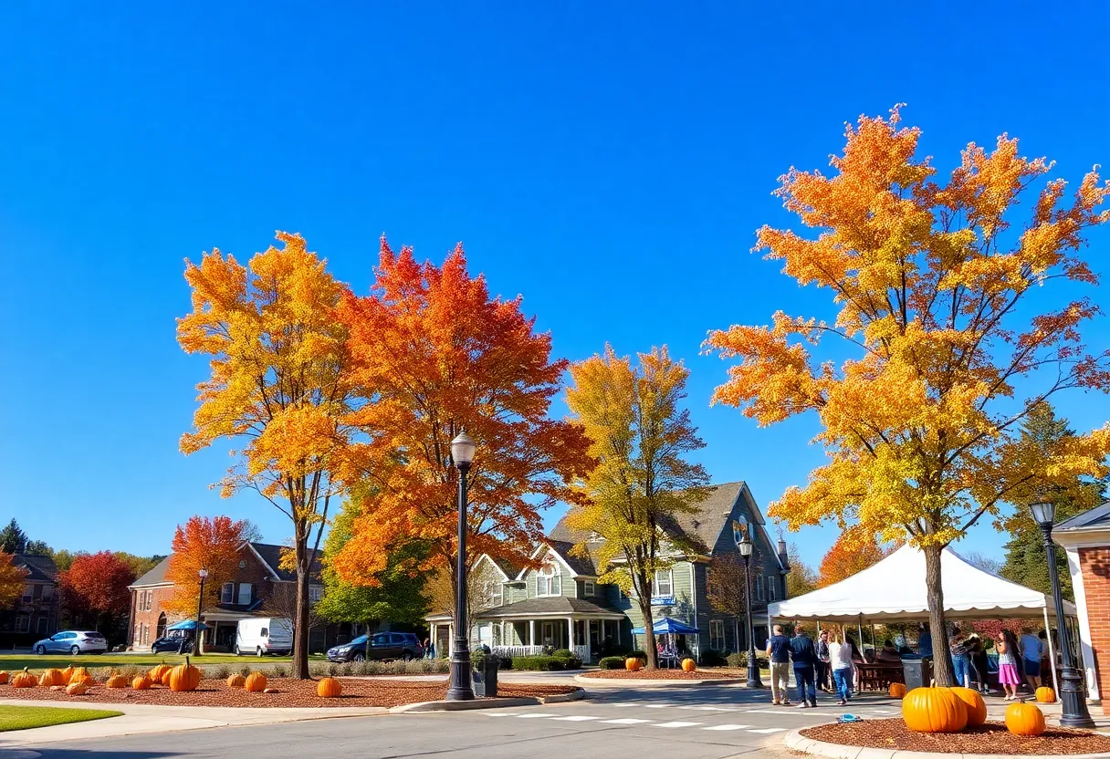 Sunny Halloween day in Rock Hill, SC with clear skies and fall colors