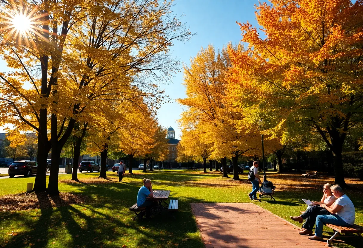 People enjoying a warm October day in Rock Hill, SC