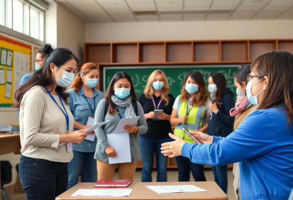 Educators engaged in emergency response training at Rock Hill school district.