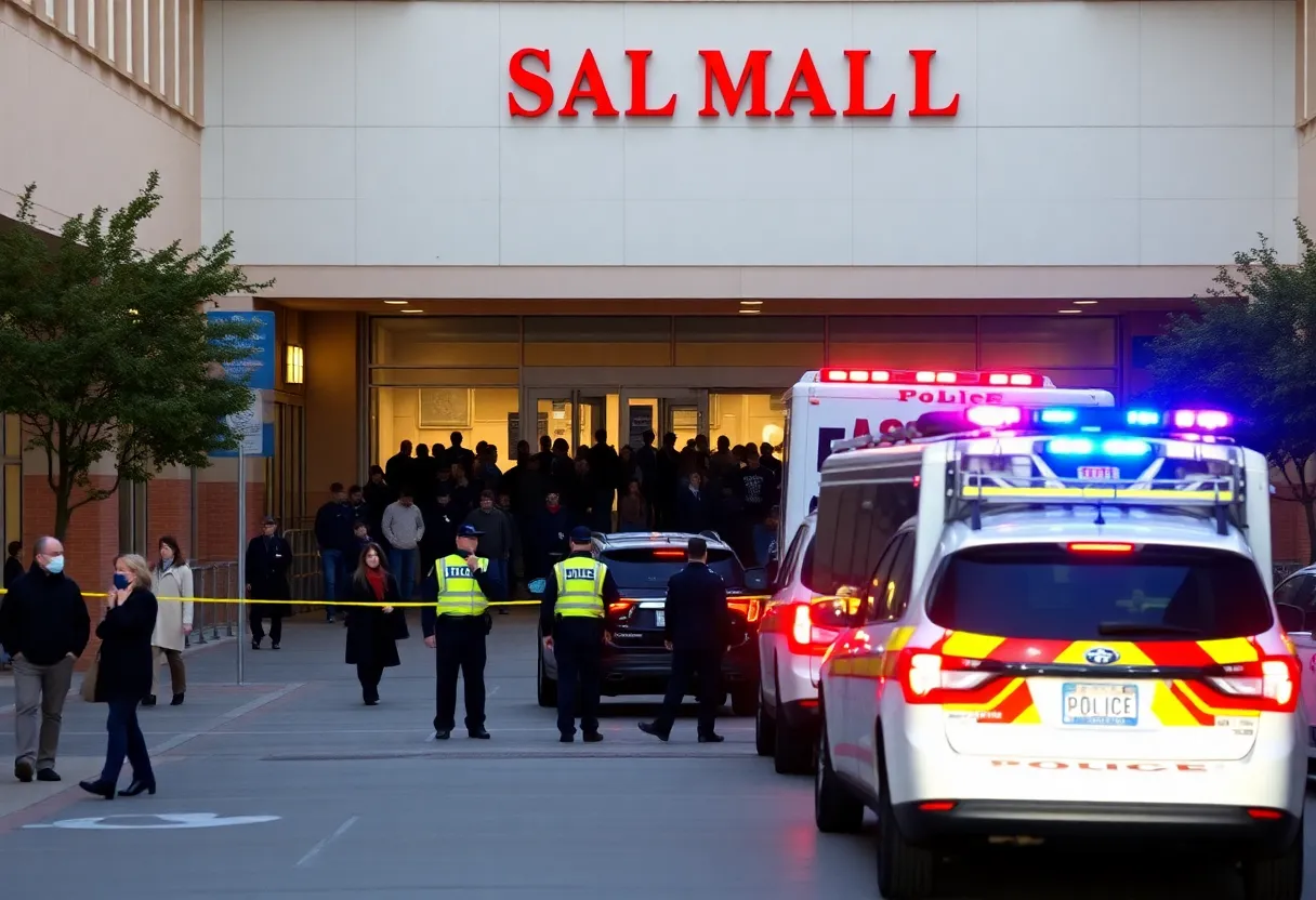 Law enforcement outside Galleria Mall following a shooting incident.