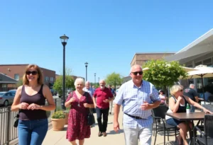 A sunny day in Rock Hill, SC, with people enjoying outdoor activities.