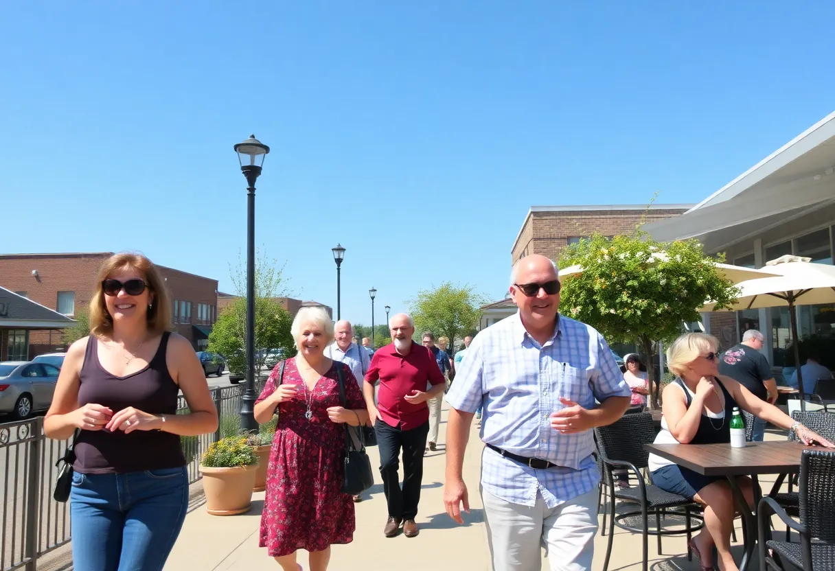 A sunny day in Rock Hill, SC, with people enjoying outdoor activities.
