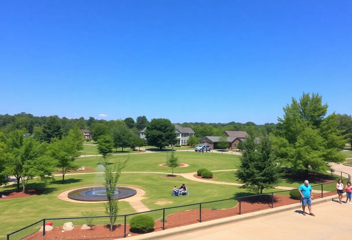 View of Rock Hill on a sunny day with clear skies and families enjoying the outdoors