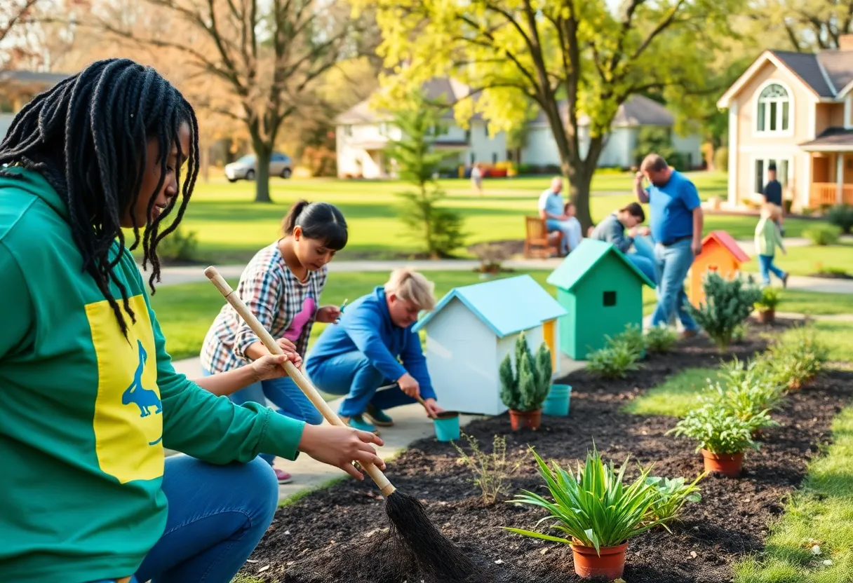 Community members engaging in home revitalization activities during the 30th anniversary celebration of Rolling in Rock Hill.