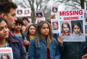 Community members searching for a missing girl