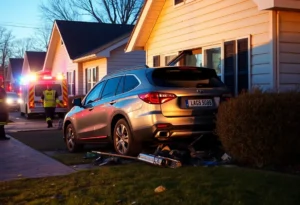 SUV crashed into a house with emergency responders at the scene
