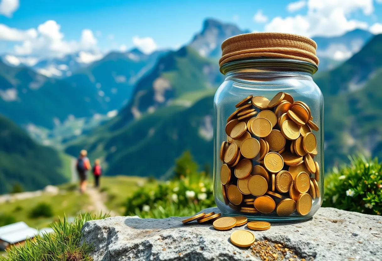 A scenic view of the North Carolina mountains with hidden treasure jar.