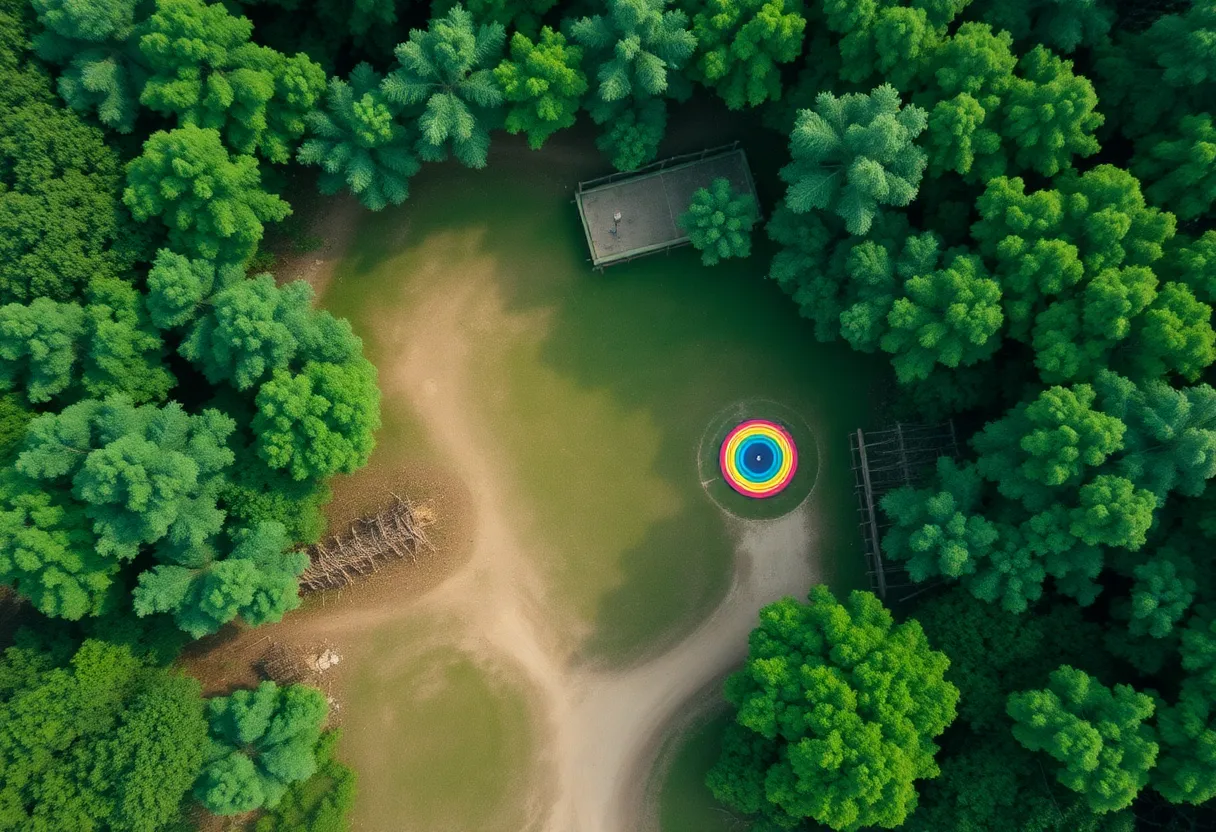 Challenging disc golf course with obstacles at Winthrop University