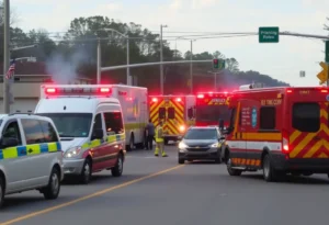 Emergency responders at a vehicle accident in Concord NC