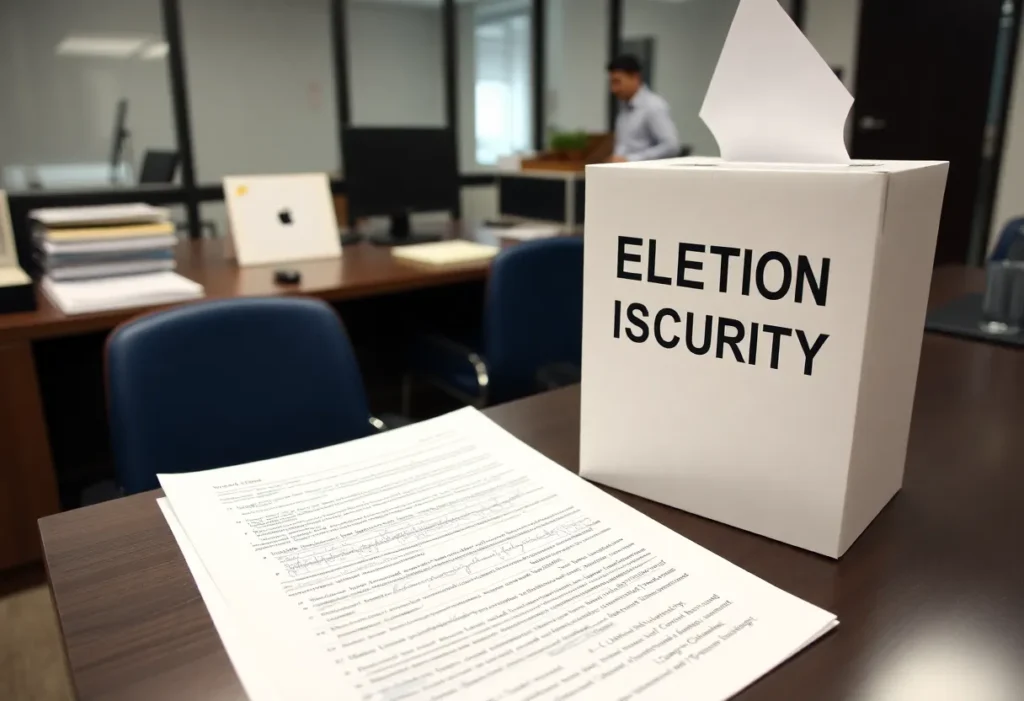 Concept of election integrity with ballot box and documents