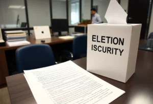 Concept of election integrity with ballot box and documents