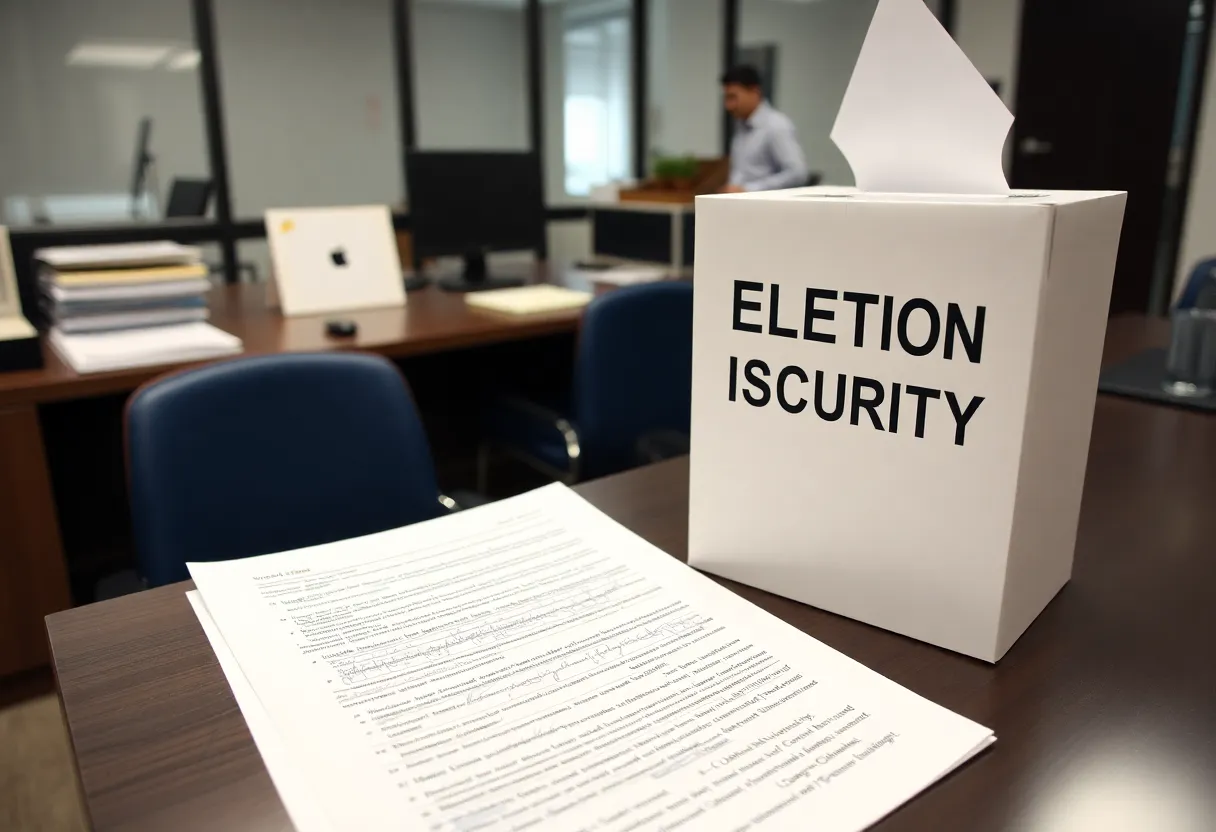 Concept of election integrity with ballot box and documents