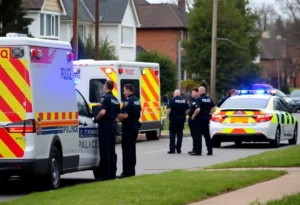 Emergency services responding to double homicide scene.