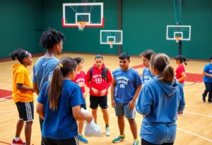 Student-athletes from Winthrop University participating in community service