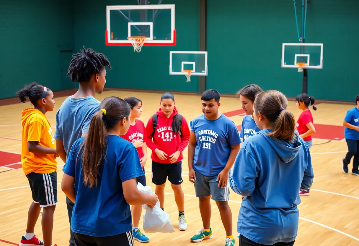 Student-athletes from Winthrop University participating in community service