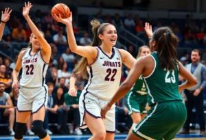 Women's basketball teams competing on the court