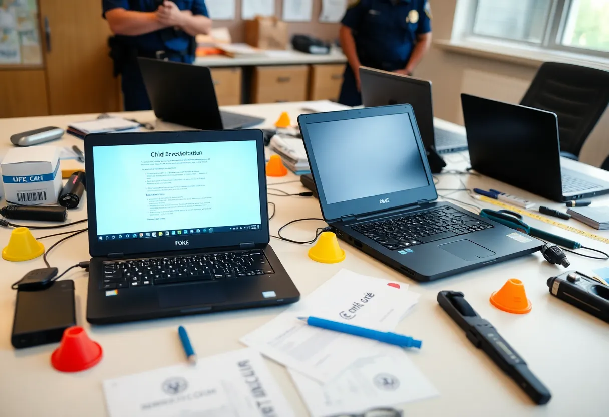 Laptops on a table during a police investigation