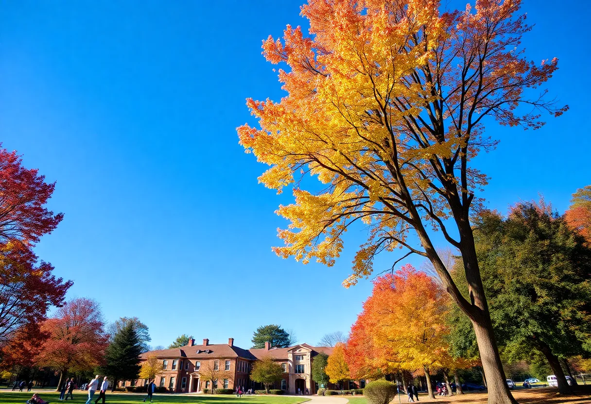 Beautiful park in Rock Hill, SC on a clear autumn day