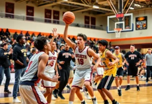 Catawba Ridge High School boys' basketball team in action during a game.