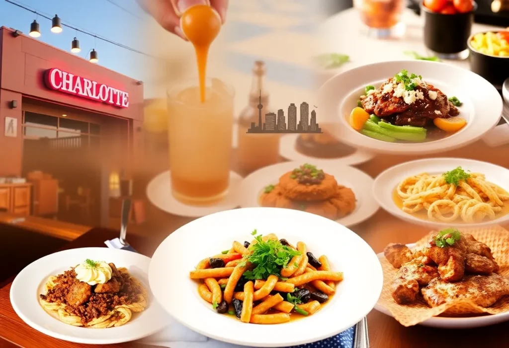 A selection of dishes and dining experiences from Charlotte's food scene.