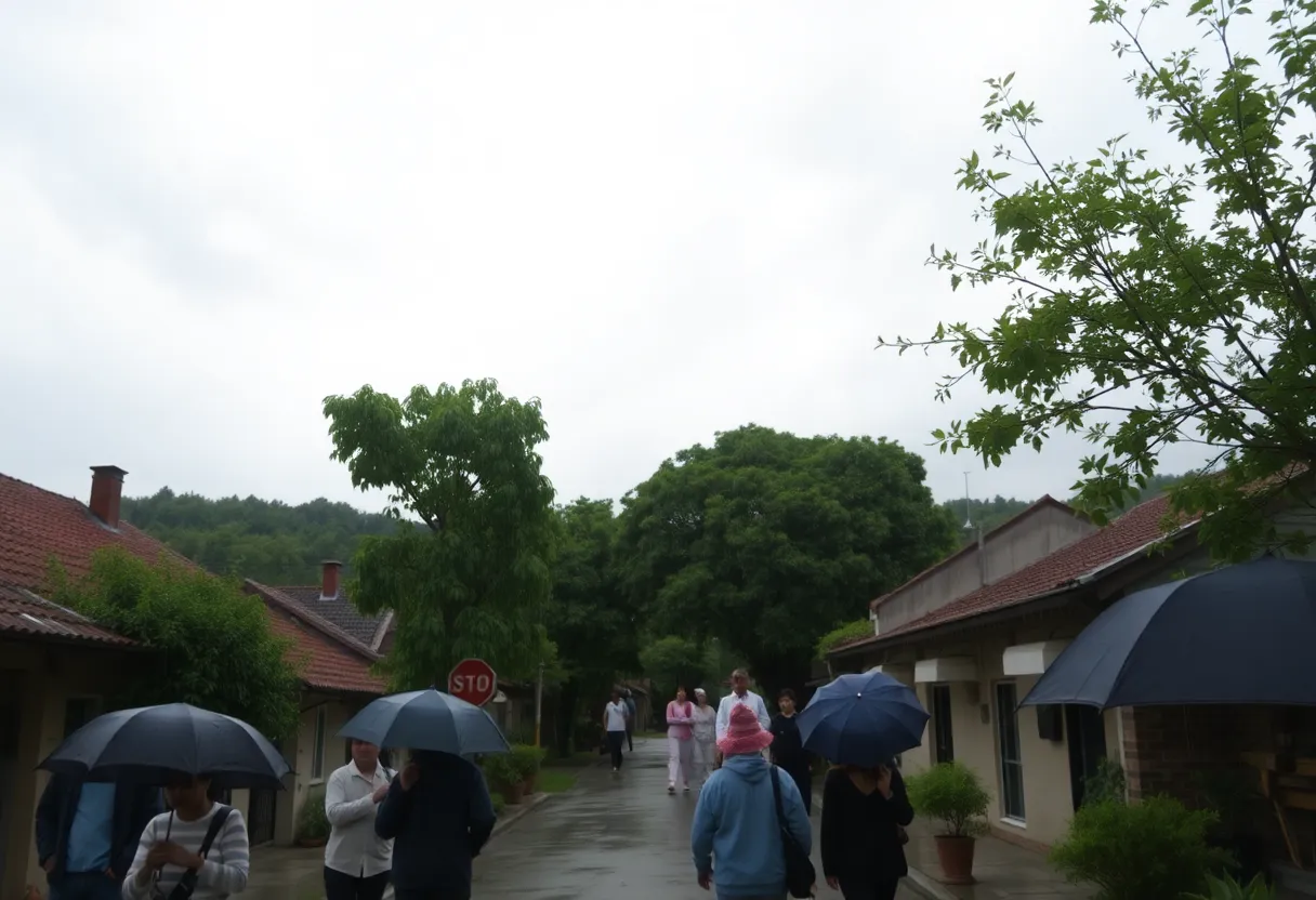 A cloudy and rainy day scene in Rock Hill, South Carolina