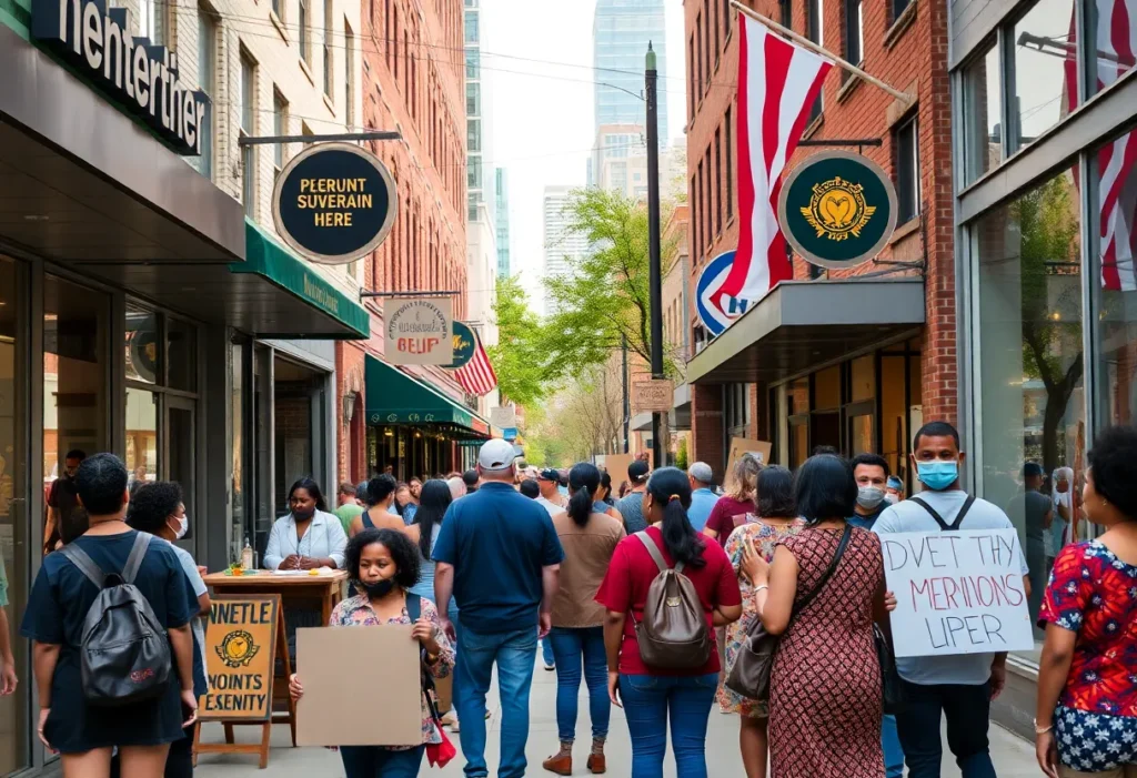 Community members supporting local businesses in Charlotte