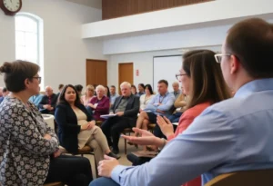 Community members attending a consumer protection seminar in Jefferson, SC.
