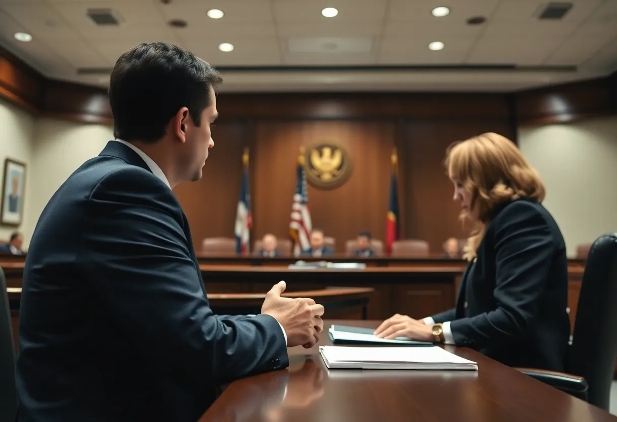 Courtroom scene representing legal discussions on abortion law.