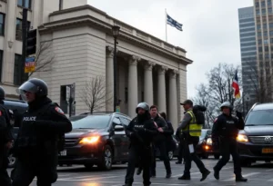 Emergency responders attending to a shooting incident near the White House.