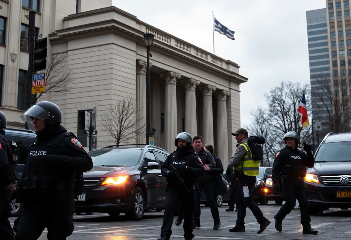 Emergency responders attending to a shooting incident near the White House.