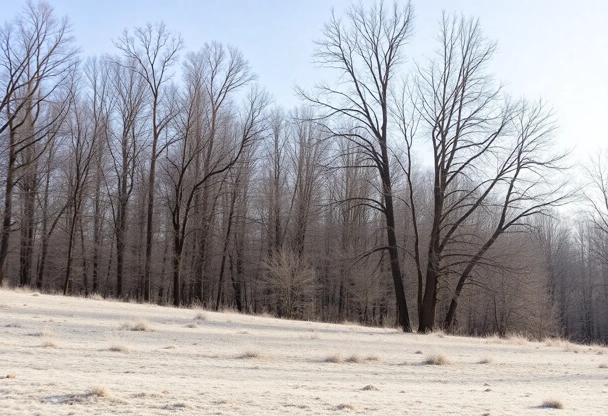 Frozen landscape in Rock Hill, SC during a freeze watch