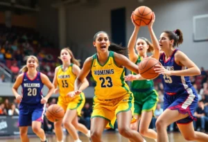 South Carolina Gamecocks women's basketball team celebrating their victory over Duke
