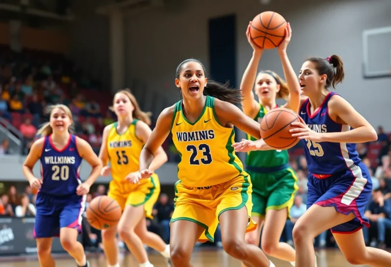 South Carolina Gamecocks women's basketball team celebrating their victory over Duke