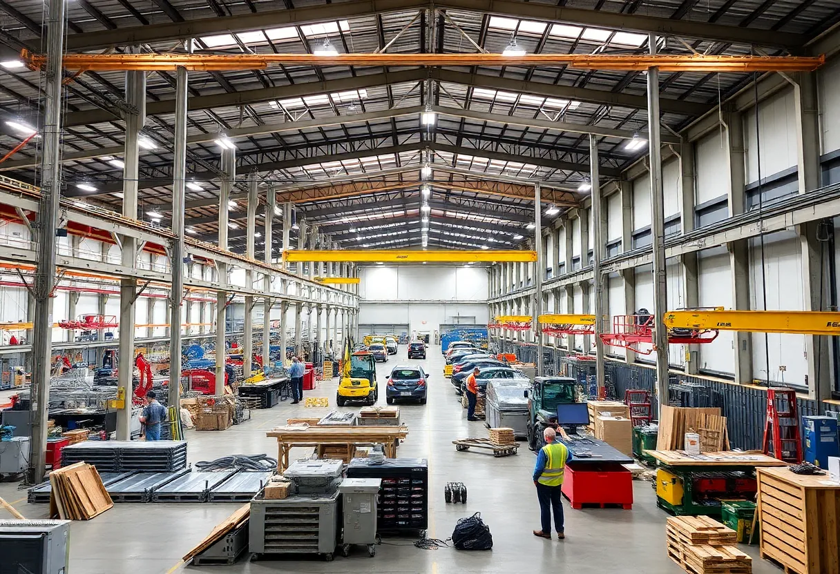 Exterior view of the new EAS manufacturing facility under construction in Asheboro, North Carolina.