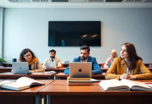 Participants engaging in an online law course